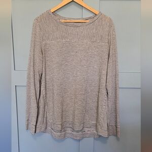 LOFT navy blue and white striped long sleeve shirt with a little sparkle! XL